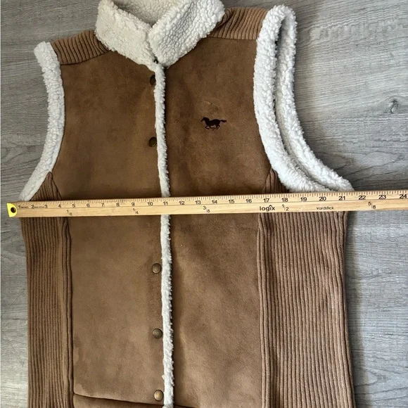 VTG Horse Vest Women’s XL Rod’s Equestrian Rodeo Farm Tan Sherpa Lining 90’s - Picture 4 of 5